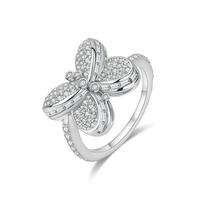 Princess Butterfly Ring Women's Premium Light Luxury Buterfly Butterfly Ring Women's 925 Sterling Silver No. 8 žalia