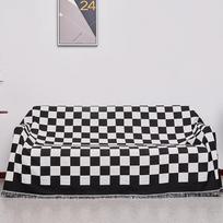 Vintažinis languotas austas pledas sofai, kušetei, lovai, lauko stovyklavimui, iškylai, žakardinis lovatiesė, retro languotas staltiesė 90x90cm