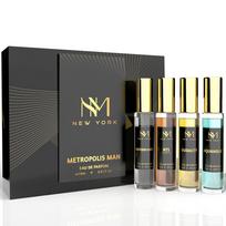 „Metropolis Man“ prabangių kvepalų rinkinys, 4 vnt. | Prabangūs prabangūs kvepalai | gimtadienio dovana vyrams | Kvepalai vyrams, ilgai išliekantis kvapas | Po 15 ml 60 ml gray