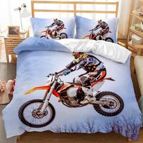 Dirt Bike Bedding Sets Motocross Racer Duvet Cover Set 3 Piece Boys Comforter Cover Set,Kids Extreme Sports Style Bedding Set EU single(135x200cm) gray