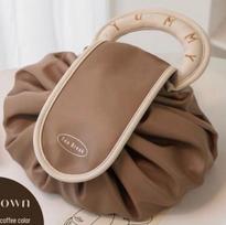 Lazy Cosmetic Bag: Large Capacity, Portable, Waterproof Drawstring Travel Storage chaki