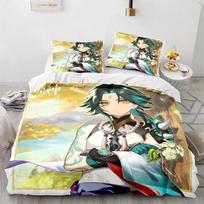 3D Print Anime Genshin Impact Xiao SUCROSE Qiqi Duvet Cover Cartoon Bedding Sets Bed Set Quilt Comforter Covers Home Textiles 70x133cm 2pcs beige