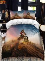 Motorcycle rider bed duvet cover set queen calico Twin size comforter bedding set Single complete sets EU single(135x200cm) white