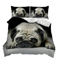 English Bulldog Duvet Cover Sad and Tired Bulldog European Pure Breed Animal Room Home Decorative 3 Piece Bedding for Kid Women 135x200cm 2pcs gray