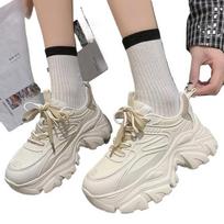 Women's Shoes Casual Shoes Sneakers Platform Woman-shoes Tennis Female Fashion Trainers Thick Sole Height increasing Shoes 35 chaki