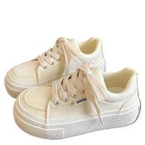 SyfIyno 2024 New Women Platform Casual Women Sports Shoes Tennis Sneakers Ladies Flats Lace Up Female Pink Vulcanized Shoes 35 smėlis