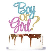 Glitter Boy Or Girl Cake Toppers Gender Reveal Party Cake Decorations  Blue  Supplies Birthday Party Cake Flags One Size pink