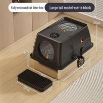 Stainless Steel Cat Litter Box with High Walls, Anti-Splash Design & Deodorizing Features Includes litter step and scoop gray