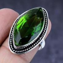 Peridoto brangakmenio rankų darbo etninio stiliaus 925 sterlingų sidabro žiedas, dydis 7 y5V84 black