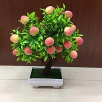1Pc Potted Artificial Peach Fruit Tree Bonsai Home Garden Desktop Decor Prop Christmas Ornament ARI
