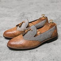 Luxury Brock Leather Loafers Brogue Carving Tassel Shoes Business Laofers Men's Office Shoes Leisure Social Shoes Driving Shoes 38 ruda
