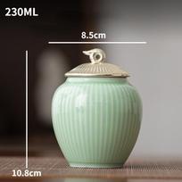 Celadon Gourd Double Tea Canister Household Ceramic Moisture-proof Sealing Canister Portable Travel Small Tea Canisters gray