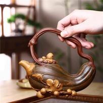 Yi Xing Zisha arbatinukas grynas rankų darbo didelės talpos moliūgų sijų puodas Kung fu arbatos rinkinio imitacija seno puodo burbulinis arbatinukas