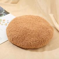 Lamb Wool Beret Female British Style Retro Bud Hat Cute Literary Plush Hat chaki
