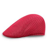 Men'S And Women'S Berets Solid Color Mesh Breathable Berets Hollow Cap Sun Hat Parent-Child Forward Hat M（56-58cm） raudona