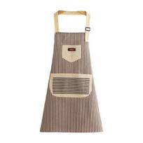 Women Apron Pocket Design Waterproof Adjustable Strap Striped Oil-proof Kitchen Chef Pinafore for Cooking Baking Restaurant kava