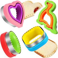 Sandwich Cutter and Sealer Set 4 Pcs Bread Decruster Pancake Maker Heart Square Circle Dinosaur Shape DIY purple