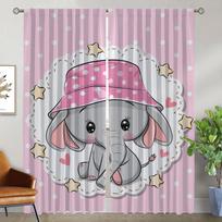 Anti-mosquito Curtains for Camera Elephant Carton Tulle for Bedroom Curtains Child Room Living Room Curtain Shades Partition W50xH70cmx2pcs-CL