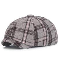 Vyrai Moterys Ruduo Žiema Aštuonkampė Plokščia Kepurė Retro Menininko Dažytojo Bereto Kepurė Vyrams Vyriška Moteriška Languota Vilnonė Bereto Kepurė one size black