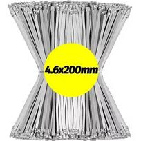 Stainless Steel Cable Ties Reusable Self-locking Fastening Rings Metal Zip Cables Tie Organizer Hardware Accessories 50pcs 4.6*200mm