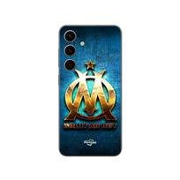 Coque Samsung Galaxy S25 Plus OM dorée brilant droit au but fond bleu Maniacase juoda