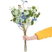 6Pcs Real Touch Begonia Leaves 70cm Artificial Green Plants Faux Plants Branches with Butterfly Fake Flowers Arrangements for Home Office Shop Decor mėlyna