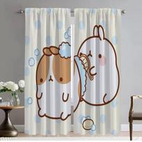 Modern Living Room Curtains 2 Pieces Molang Tulle for Bedroom Shades Halloween Decoration Partition Blackout Curtain Kitchen W50xH70cmx2pcs-CL
