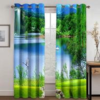 Living Room Bedroom Decoration Curtains  2 Panel  Forest Lake Mountain View and Natural Scenery Luxury Curtains 50W130H(CM)X2PCS&Grommet Top
