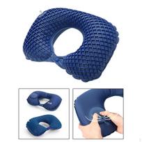 Travel Pillow Automatic Inflatable Neck Support Convenient U Shape Self Inflating for Office Train Navy Blue blue