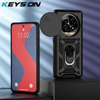 KEYSION Shockproof Armor Case for Raelme 13 Pro+ 5G 13 5G Slide Camera Protection Ring Stand Phone Back Cover for Realme 13+ 5G for Realme 13 5G juoda