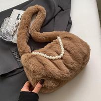 Lazy Plush Bag, High-End Messenger Bag, Pearl Shoulder Bag, Women'S Fashion Cloud Bag. ruda