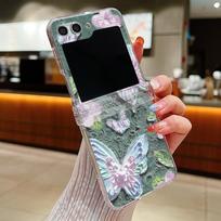 For Samsung Galaxy Z Flip6 Flip5 Flip4 Flip3 Shockproof Colorful Oil Painting Butterfly Patterned 3PCS Foldable Hard Pc Case Cover Samsung Z Flip6