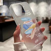 Mobiliųjų telefonų dėklai, skirti iPhone 11 13 15 Pro Max 12 14 Pro Max Case iPhone 16 15 Plus 13 Pro 12 Matinio tekstūros dažytos animacinės gėlės iPhone 11 balta