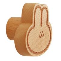 Wood Rabbit Hook Punching Free Delicate Cute Multifunctional Animal Head Shape Hook for Bedroom