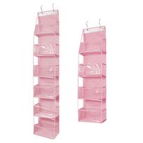1pc 4 /6Layer Over The Door Hanging Organizer Cosmetics Wall Hanging Storage Organizerfor Nursery Bathroom Closet Bedroom Dorm L rožinė