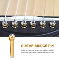 6Pcs Brass Made Guitar Bridge Pins with Crystal Glass Dot Decor Music Instrument Parts Purple black