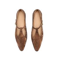 Krazing Pot Cow Skin Summer Spring Autumn Low Heels Women Buckle Straps Shallow Pumps 35 ruda