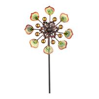 Vibrant Yellow Peacock Tail Rotating Windmill Iron Art for Outdoor Garden Decoration and Patio Ambiance Poland