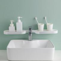 Punch-free Bathroom Revolving Rack Wall-mounted Toilet Washstand Kitchen Wall Storage Rack AVE pilka spalva