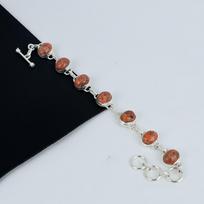 Natūralus Oranžinis Turkis Akmuo Rankų Darbo 925 Sterlingo Sidabro Apyrankė, Oranžinė Turkinio Apyrankė Žmonai, Unisex Apyrankės Dovana Meilei 8" oranžinė