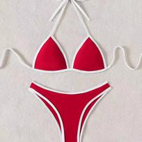 Nauji Seksualūs HALTER String Bikini Rinkinukai Maudymosi Kostiumas Moterims Brazilijos Maudymosi Kostiumai Moteriški Dviejų Dalių Maudymosi Kostiumai Vasaros Paplūdimio Apranga S raudona