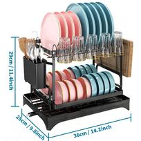 2tier Multipurpose Dish drying Rack for Kitchen countertop with Cups rack Utensil Holder Cutting Board Space-Saving Black White 2-tier gray