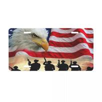 Amerikos vėliava Plikagalvis erelis Metalinis valstybinio numerio ženklas JAV Patriotinis Automobilio Priekinis Tuštybės Ženklas 12x6 Colių 30x15 cm