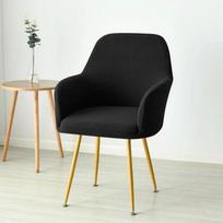 Polar Fleece High Armchair Cover Stretch Spandex Dining Chair Slipcover Elastic Removable Seat Protector Case for Living Room 1pc black