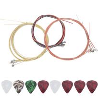 3 Set Acoustic Guitar Strings Steel Replacement 8Pcs Celluloid Picks for Performers zxs0002 beige
