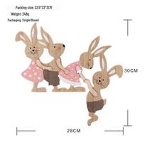 Velykų dažytas medinis sūpynės-sūpuoklės zuikis namų dekoracija beige