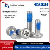 304 Stainless Steel Cross Pan Head Anti-Loosening Blue Glue Screw M2*3