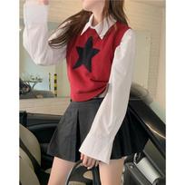 Autumn and Winter Women's Pentagram Sleeveless Vest Fashion Temperament Knitwear S raudona