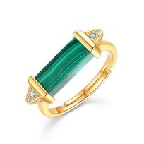 Geometrinis malachito deimantinis žiedas: Europos ir Amerikos dizainas, OLS925 sidabras US Size 7 (Adjustable Open Ring) blue