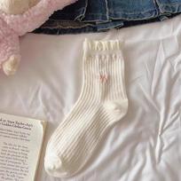 1 pora Lolita kojinių su kaspinėliu, vidutinio ilgio, preppy stiliaus, princesės kojinės, Jk gatvės drabužiai one size gray